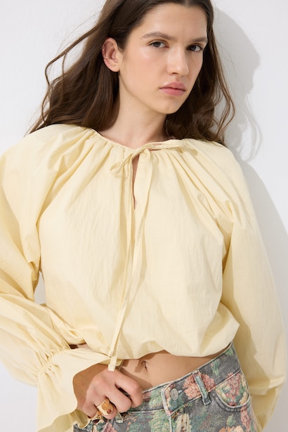 Crop Poplin Basic Bluz