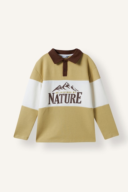 Oversize Polo Yaka Baskılı Sweatshirt Erkek Çocuk