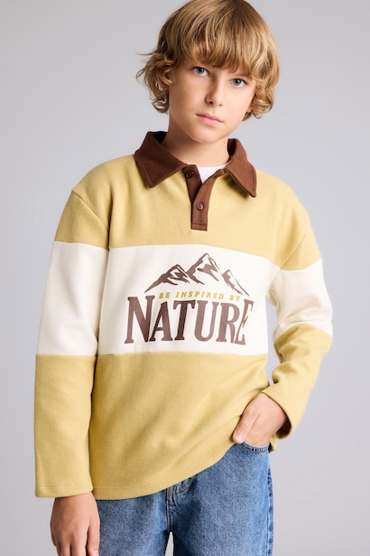Oversize Fit Polo Collar Sweatshirt