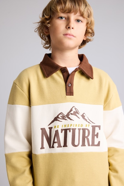 Oversize Fit Polo Collar Sweatshirt