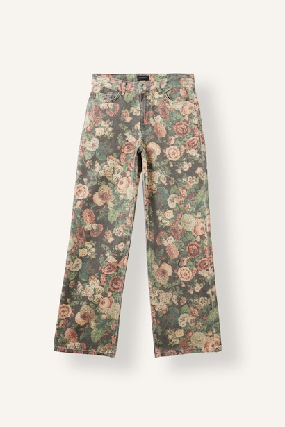 Çiçekli Straight Fit Pantolon