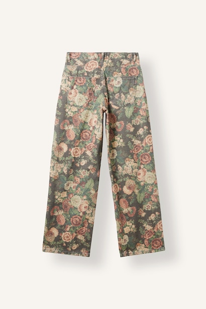 Çiçekli Straight Fit Pantolon