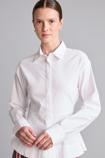 Fitted Peplum Uzun Kollu Gömlek