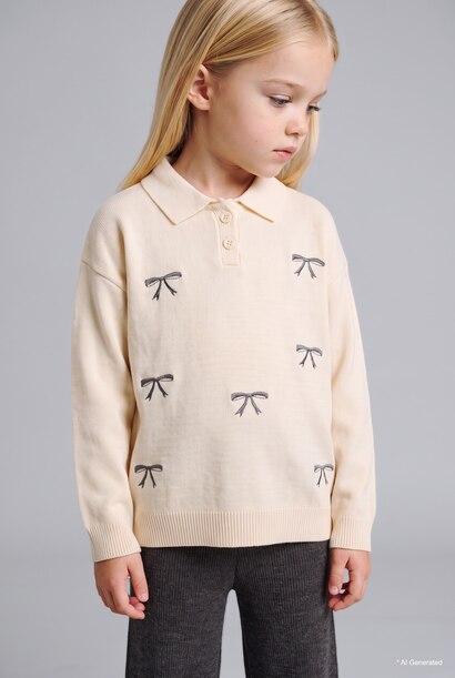 Baby Girl Polo Collar Pullover