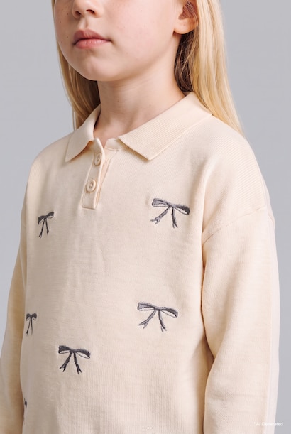 Baby Girl Polo Collar Pullover