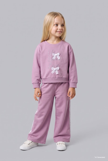 Baby Girl Bow Sweatshirt and Sweatpants Set