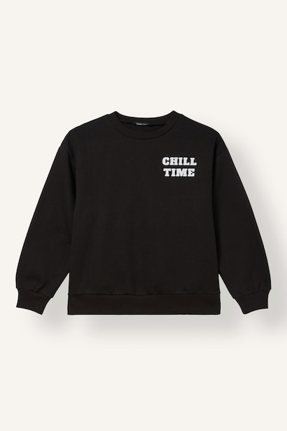 2 piece Relax Fit Slogan Crew Neck Sweatshirt