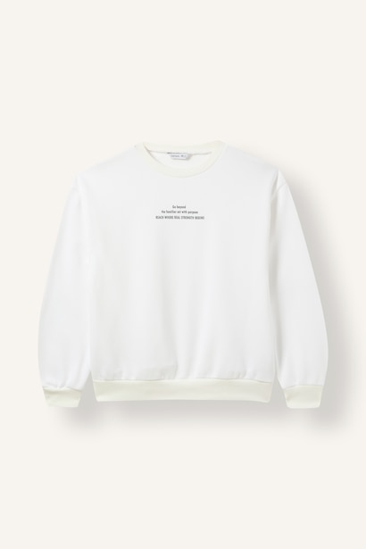 Relax Fit Slogan Pattern Crew Neck Sweatshirt