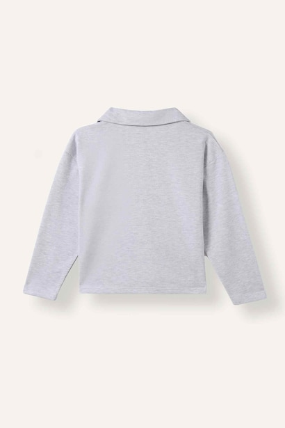 Relax Fit Baskılı Crop Sweatshirt Kız Çocuk