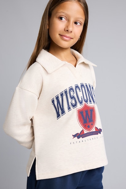 Relax Fit Polo Collar Sweatshirt