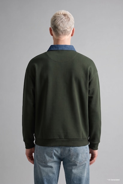 Boxy Fit Fermuarlı Polo Yaka Sweatshirt