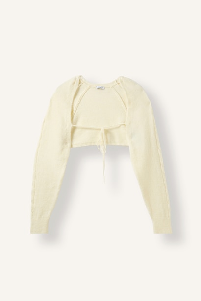 Regular Fit Bağlamalı Crop Basic Hırka