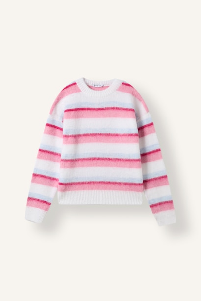 Girl Regular Fit Striped Crew Neck Pullover