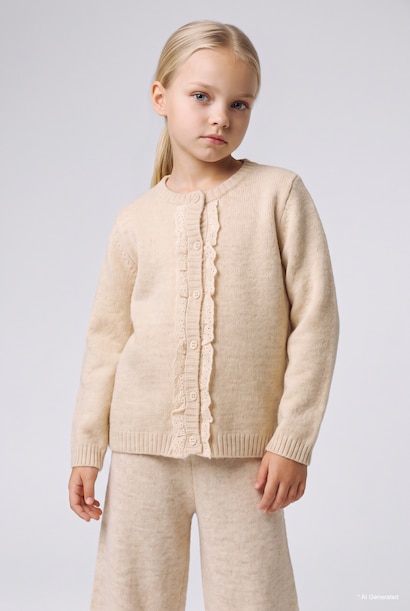 Baby Girl Ruffle Detailed Knitwear Cardigan