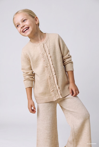 Baby Girl Ruffle Detailed Knitwear Cardigan