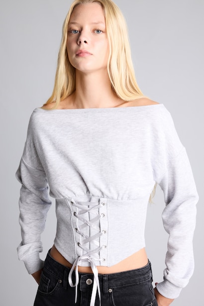 Slim Fit Crop Basic Sweatshirt