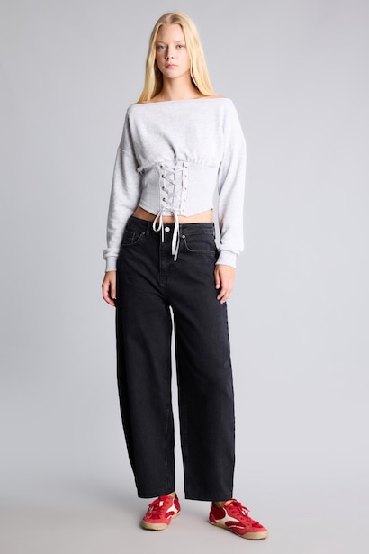 Slim Fit Crop Basic Sweatshirt