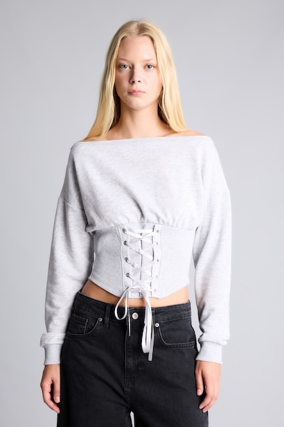 Slim Fit Crop Basic Sweatshirt