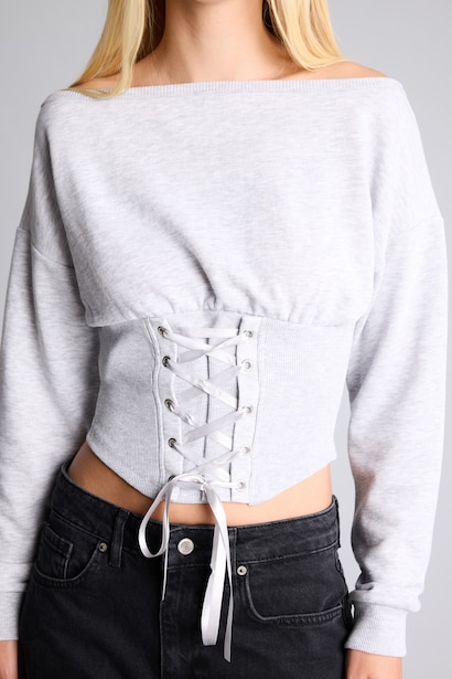 Slim Fit Crop Basic Sweatshirt