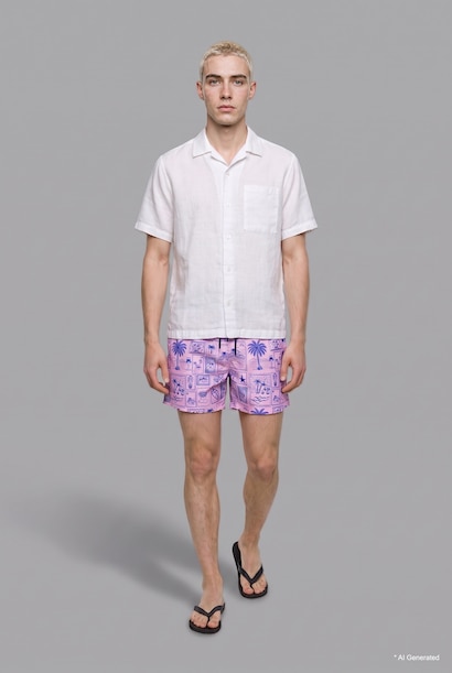 Regular Fit Tropical Print Swim Shorts