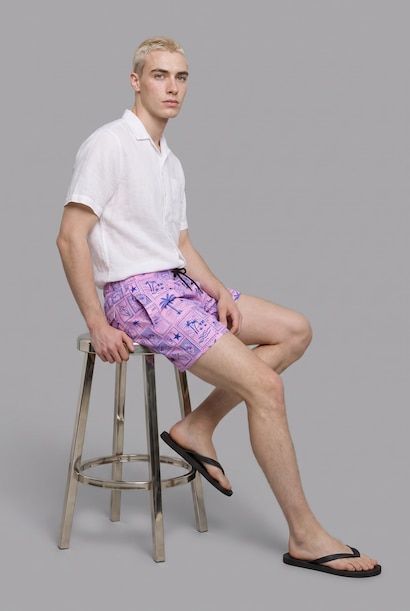 Regular Fit Tropical Print Swim Shorts