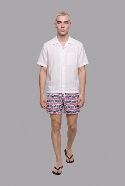 Regular Fit Text Print Swim Shorts