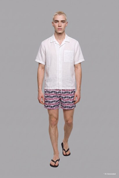 Regular Fit Text Print Swim Shorts