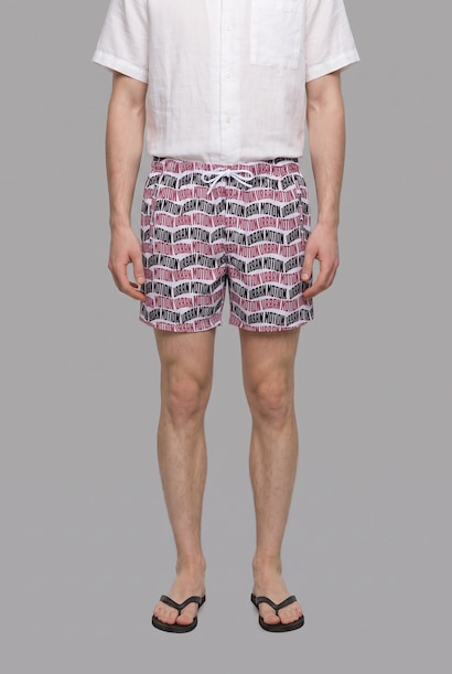 Regular Fit Text Print Swim Shorts