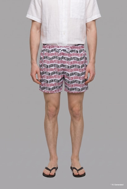 Regular Fit Text Print Swim Shorts