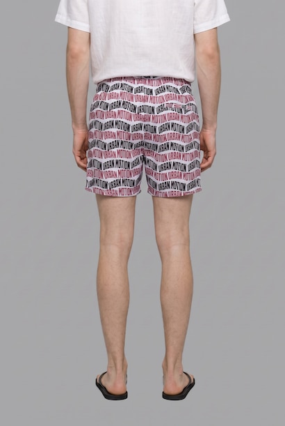 Regular Fit Text Print Swim Shorts