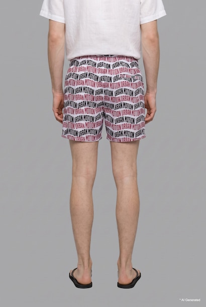 Regular Fit Text Print Swim Shorts