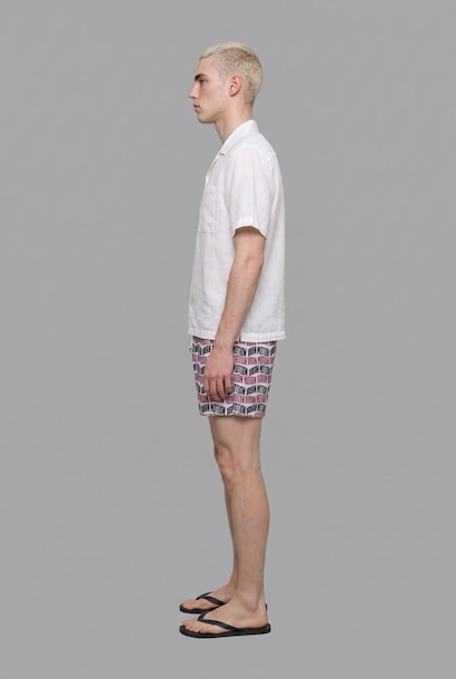 Regular Fit Text Print Swim Shorts