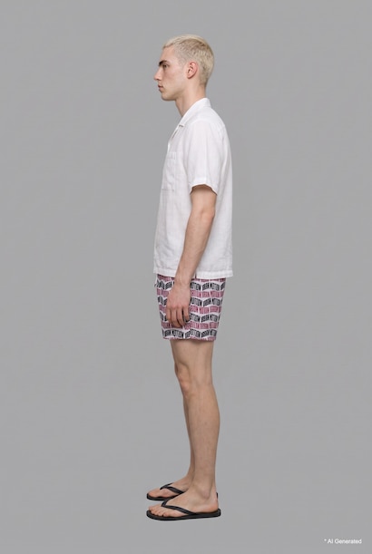 Regular Fit Text Print Swim Shorts