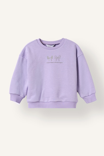 Baskılı Kalın Sweatshirt Kız Bebek