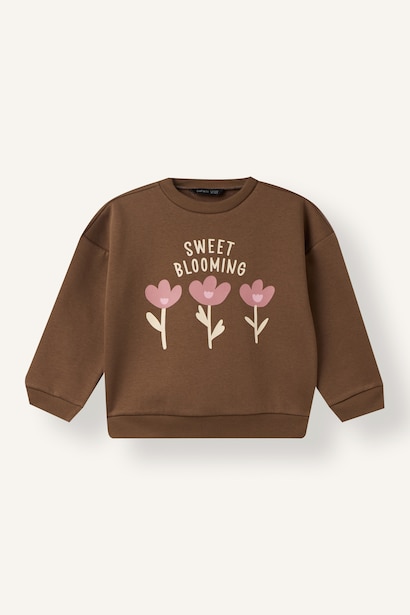 Bisiklet Yaka Baskılı Sweatshirt Kız Bebek