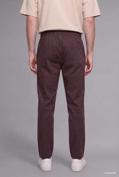 Relaxed Fit Elastic Waist Straight Leg Trousers