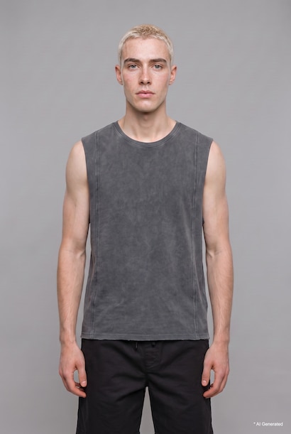%100 Pamuk Oversize Dikiş Detaylı Basic Atlet