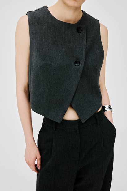 Fitted Bisiklet Yaka Crop Yelek