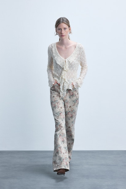Çiçekli Straight Fit Pantolon