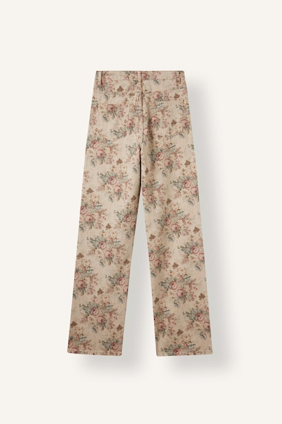 Çiçekli Straight Fit Pantolon