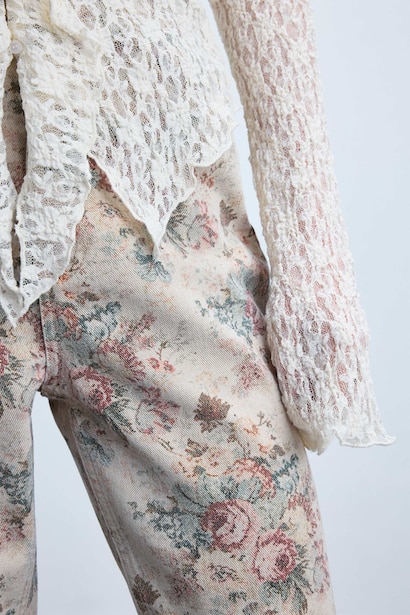 Çiçekli Straight Fit Pantolon