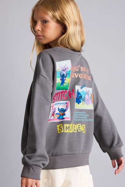 Dısney Lılo & Stıtch Sırt Baskılı Sweatshirt Kız Çocuk
