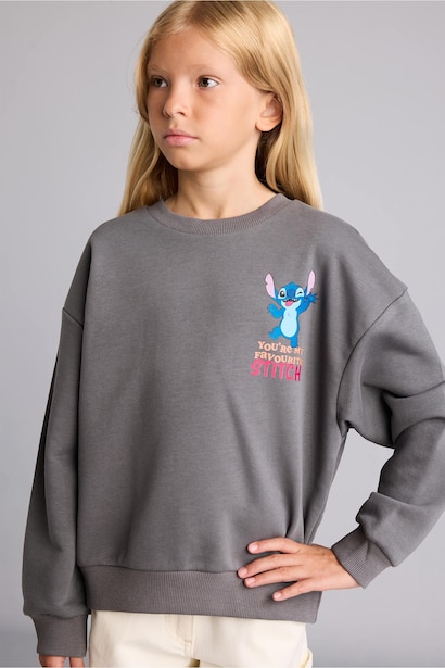 Dısney Lılo & Stıtch Sırt Baskılı Sweatshirt Kız Çocuk