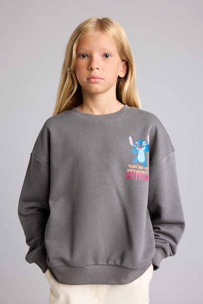 Dısney Lılo & Stıtch Sırt Baskılı Sweatshirt Kız Çocuk