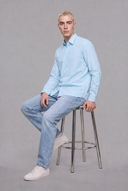 Boxy Fit Cotton Long Sleeve Shirt