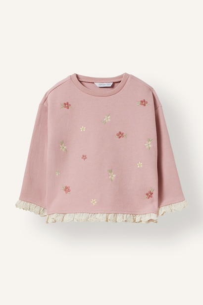 Regular Fıt Çiçekli Sweatshirt Kız Bebek