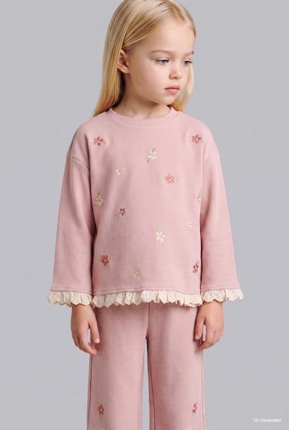 Regular Fit Flower Crew Neck Sweatshirt