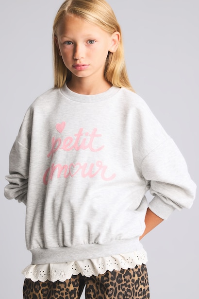 Baskılı Fırfırlı Sweatshirt Kız Çocuk
