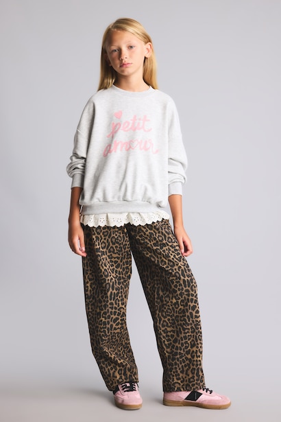 Baskılı Fırfırlı Sweatshirt Kız Çocuk