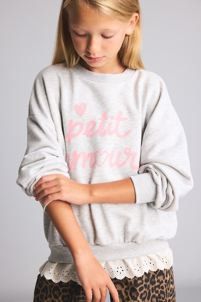 Baskılı Fırfırlı Sweatshirt Kız Çocuk